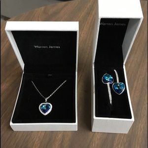 Blue Heart Necklace and Earring Set